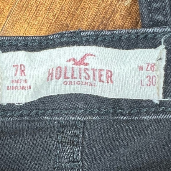 Hollister High-Rise Super Skinny Black Jeans Classic Stretch Destroyed Sz 7 FLAW - Picture 4 of 13